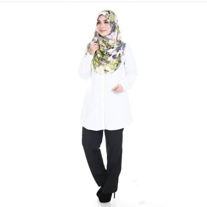 Kemeja Muslimah Formal Putih Shira Cotton Premium